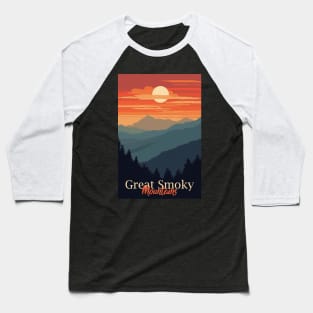 Great Smoky Mountains national park vintage travel poster Baseball T-Shirt